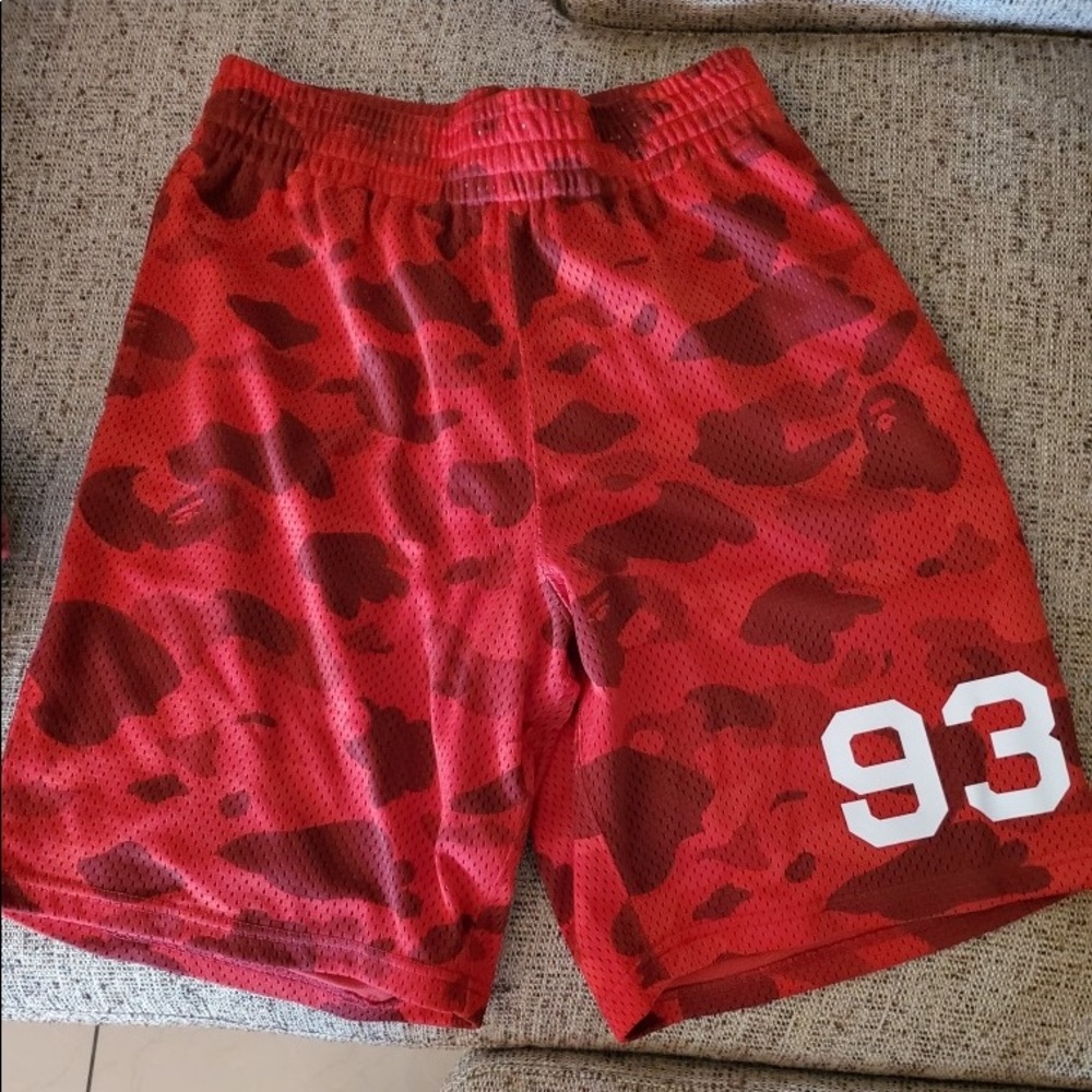 A bathing ape red cameo basketball shorts. Size M.